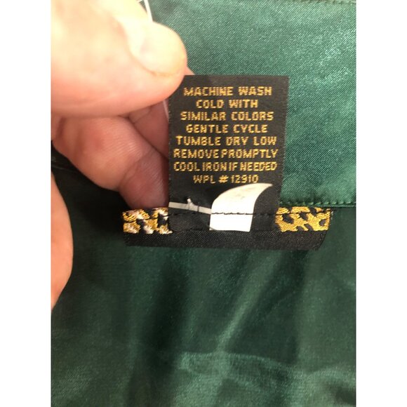 Solange Nightgown Womens Size 22/24 Satin Button-Down Dark Green Lace Trim Plus - Picture 7 of 8